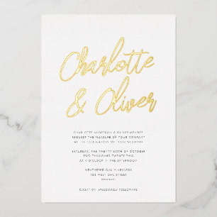 Invitation En Aluminium Moderne Simple Calligraphie Script Mariage REAL