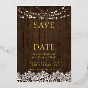 Invitation En Aluminium Moderne Simple Rustic Twinkle Mariage Économisez T