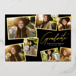 Invitation En Aluminium Moderne tendance diplômé 7 diplômes photo