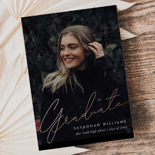 Invitation En Aluminium Moderne tendance Script simple Deux diplômes photo