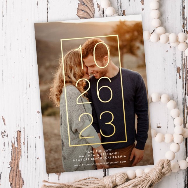 Invitation En Aluminium Modernisez votre date dans VRAI FOIL Enregistrer l (Créateur téléchargé)