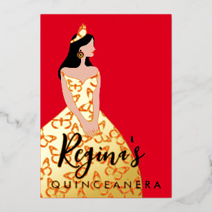 Invitation En Aluminium Modifier Couleur peau et cheveux Quinceañera Foil 