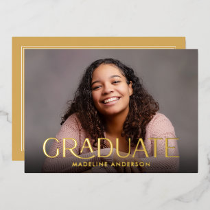 Invitation En Aluminium Moins de graduation moderne Photo Gold