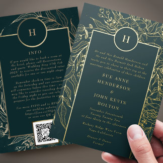 Invitation En Aluminium Monogram All in One QR CODE RSVP Website Wedding