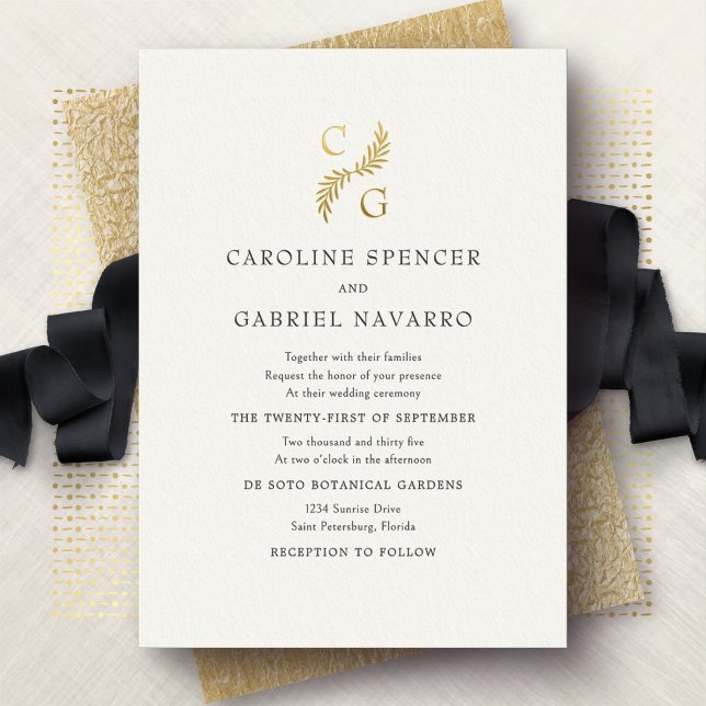 Invitation En Aluminium Monogram Laurier Décoration de Mariage (Créateur téléchargé)