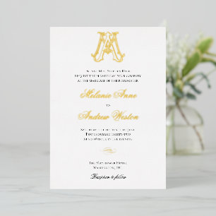 Invitation En Aluminium Monogramme AM ou monogramme MA en feuille pour inv