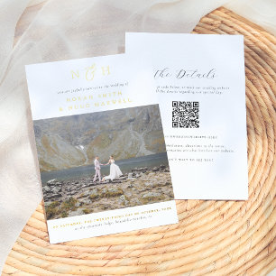 Invitation En Aluminium Monogramme brillant tout en un code QR Mariage pho