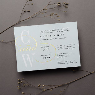 Invitation En Aluminium Monogramme Classique Flourish Dîner de Répétition