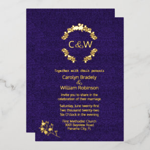 Invitation En Aluminium Monogramme dans une guirlande florale Mariage dama