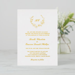Invitation En Aluminium Monogramme de couronne Élégant mariage