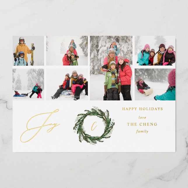 Invitation En Aluminium Monogramme de couronne Joie Rustique 7 Photo (Recto)