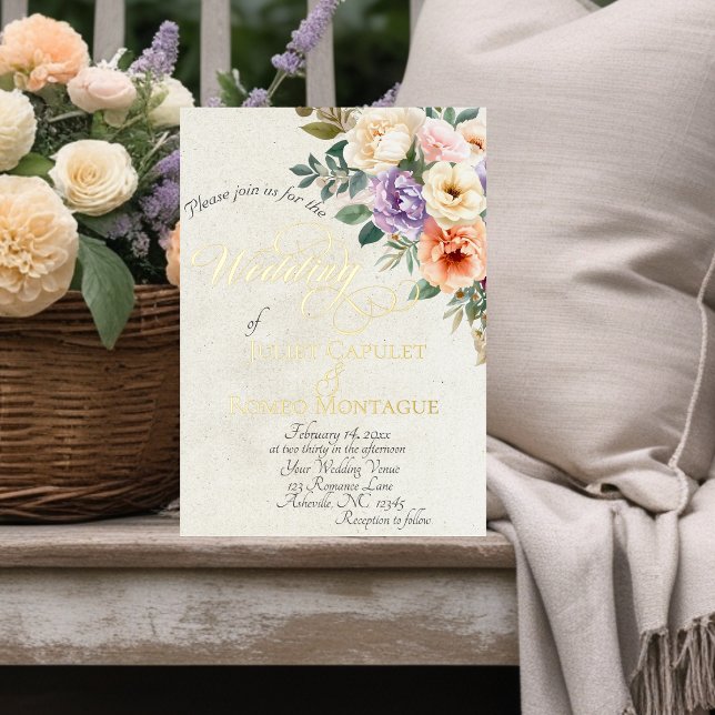 Invitation En Aluminium Monogramme de fleurs et de couronne printanière -  (Créateur téléchargé)