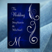 Monogramme et spirale sur le Mariage d'argent bleu