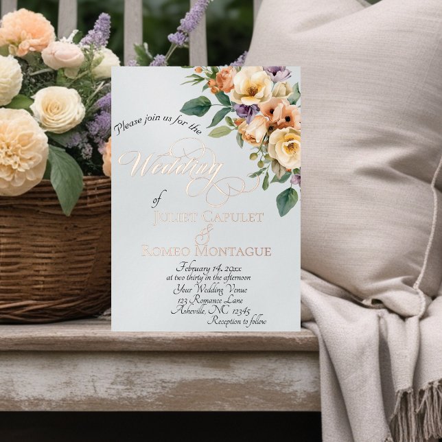 Invitation En Aluminium Monogramme Fleur et Couronne - Blanc Perle (Créateur téléchargé)