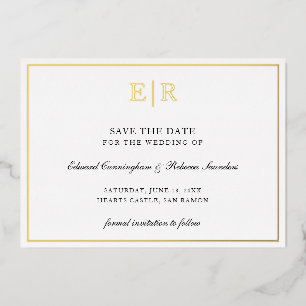 Invitation En Aluminium Monogramme Formel Élégant Mariage Enregistrer La D
