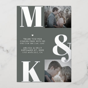 Invitation En Aluminium Monogramme Gras Photo De Mariage Minimaliste Moder