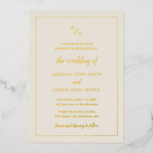 Invitation En Aluminium Monogramme ivoire simple Mariage élégant formel