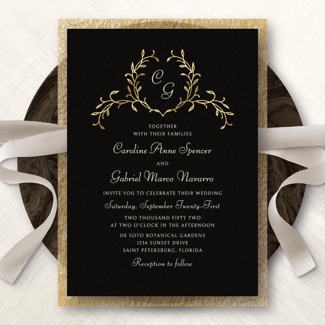 Invitation En Aluminium Monogramme Jardin Botanique Mariage Français (Créateur téléchargé)