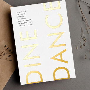 Invitation En Aluminium Monogramme Mariage OR DINE DANCE Ultra Moderne Gra