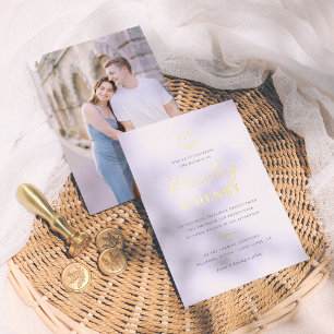 Invitation En Aluminium Monogramme minimaliste Élégant Photo Mariage offic