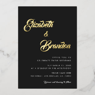 Invitation En Aluminium Monogramme Moderne de Luxe en Écriture Dorée Tout
