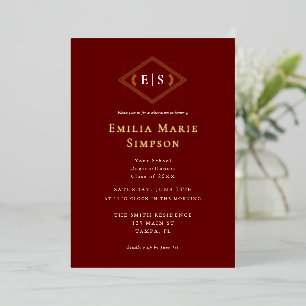 Invitation En Aluminium Monogramme officiel Bourgogne Graduation
