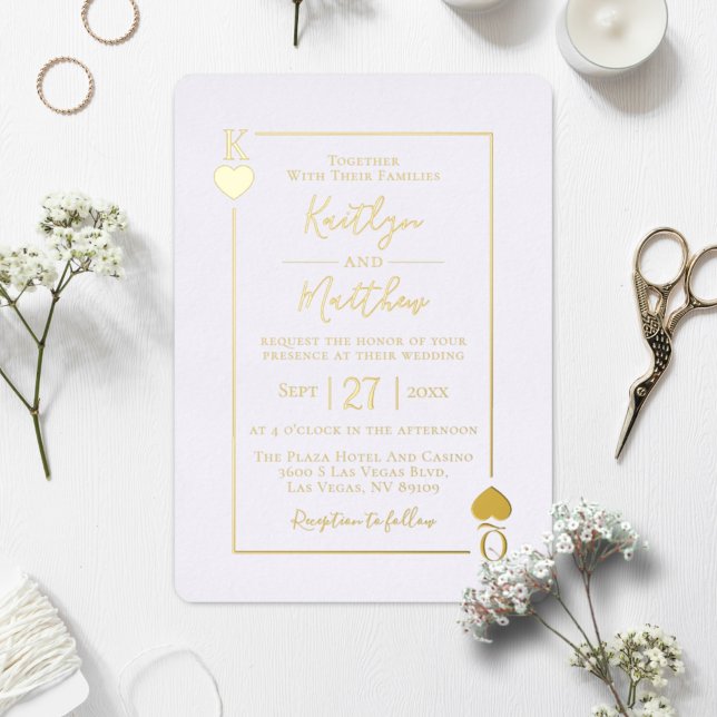 Invitation En Aluminium Monogramme Playcard Mariage Real Gold Foil (Créateur téléchargé)