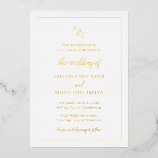 Invitation En Aluminium Monogramme simple Mariage formel élégant (Recto)