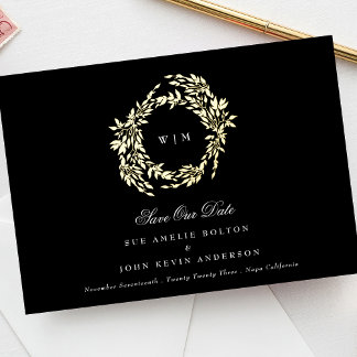 Invitation En Aluminium Monogramme traditionnel Noir Crest Mariage classiq