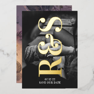 Invitation En Aluminium Monogramme Violet Automne Enregistrer La Date