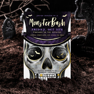 Invitation En Aluminium Monster Bash Éffrayante Skeleton Halloween Party