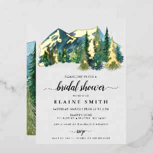 Invitation En Aluminium Montagnes Aquarelles Rustiques Fête de Mariage au