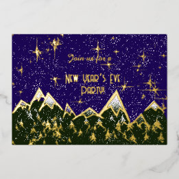 Invitation En Aluminium Montagnes dans la nuit - Jour de l'An