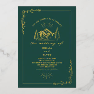 Invitation En Aluminium Montagnes Mariage Émeraude