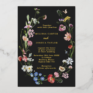 Invitation En Aluminium Moody Dutch Flowers & Butterflies Mariage Gold