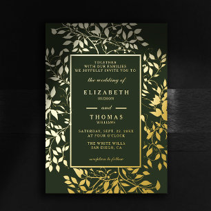 Invitation En Aluminium Moody Forest Botanical Gold Mariage classique mode