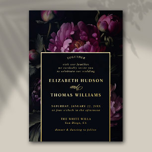 Invitation En Aluminium Moody Pink Peony Moderne Vintage Mariage élégant