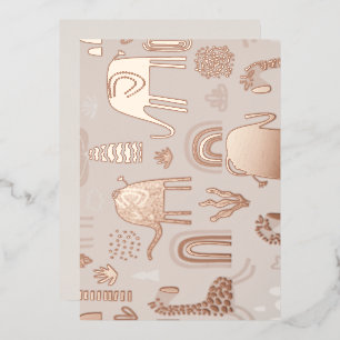 Invitation En Aluminium motif avec de mignons éléphants et des girafes