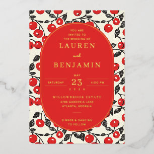 Invitation En Aluminium Motif Cerise Rouge Festif