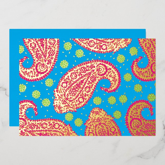 Invitation En Aluminium Motif coloré Paisley (Recto/Verso)