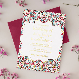 Invitation En Aluminium Motif de mandala géométrique classique pour mariag