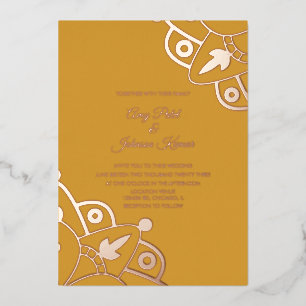Invitation En Aluminium Moutarde de Mandala Indienne Moderne Mariage Press