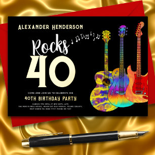 Invitation En Aluminium Musique de fête d'anniversaire 40 ans Rocks 40 en 