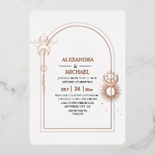 Invitation En Aluminium Mystique Or Noir Céleste Stars Mariage