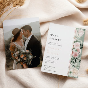 Invitation En Aluminium Nacre Rose Gold Vieilli Photo Nous sommes fiancés