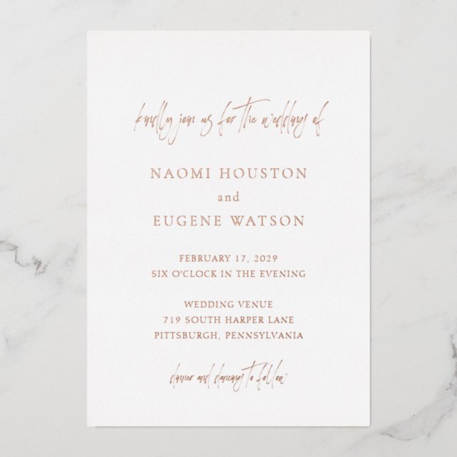 Invitation En Aluminium Naomi Typographie Mariage moderne (Recto)