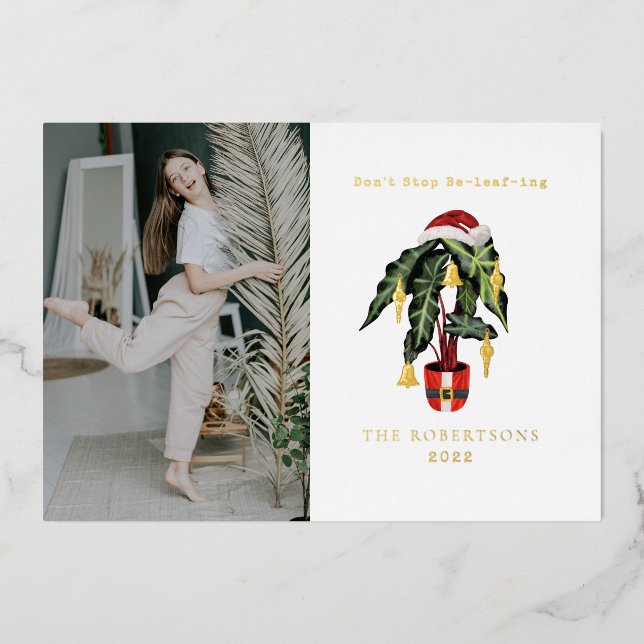 Invitation En Aluminium N'arrêtez pas d'être un Plante à la feuille de Noë (Recto)