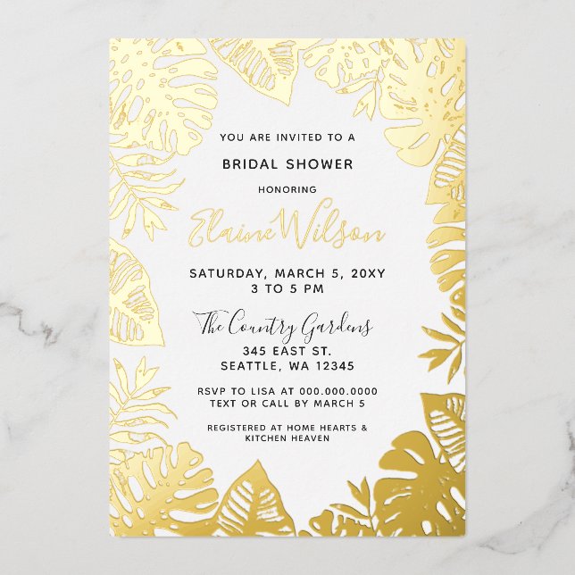 Invitation En Aluminium Nature botanique Fête des mariées Feuille tropical (Recto)