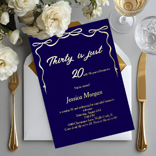 Invitation En Aluminium Navy blue Editable Elegant Party 30e anniversaire