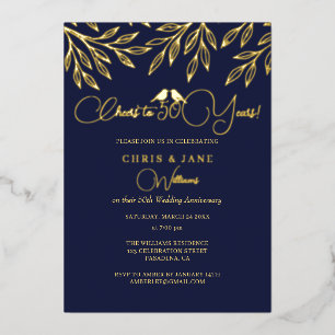 Invitation En Aluminium Navy Love Birds 50e anniversaire de mariage